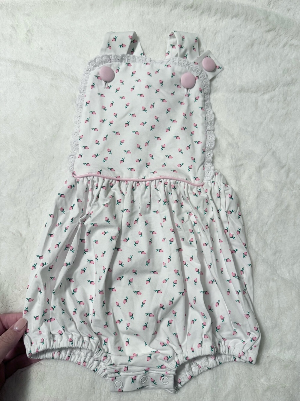 Bella Bean White Pink Rosebud Bubble
